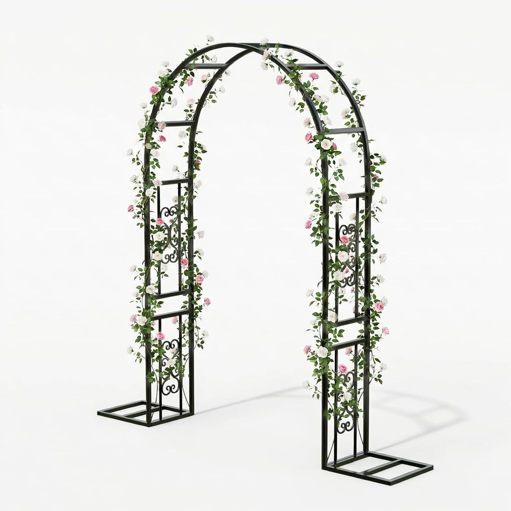 VINGLI Garden Arbor, 7.6ft Arch Trellis for Climbing Plants, Metal Garden Arb...