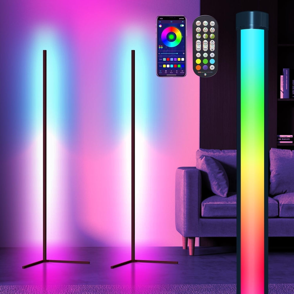 Corner Floor Lamp, 2 Pack LED Corner Lamp with App/Remote/Button Control, Sma...