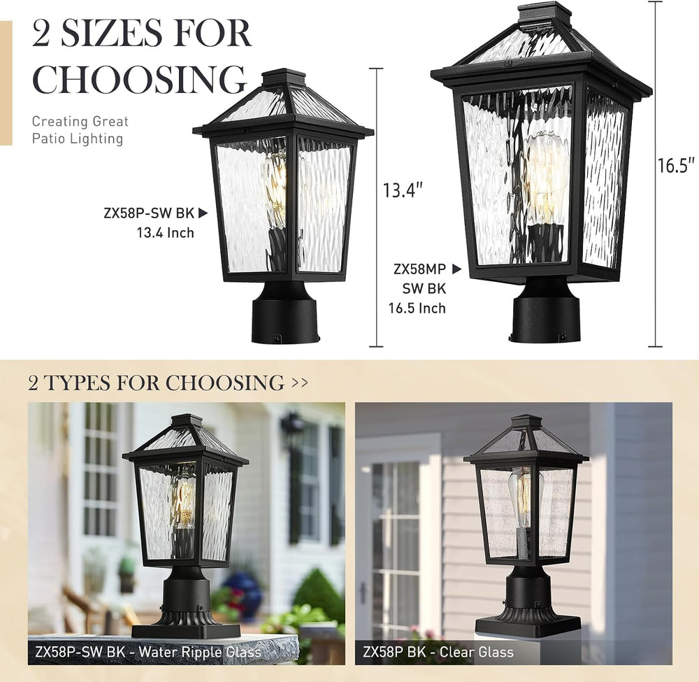 zeyu 13.4 Inch Outdoor Patio Post Lighting, Exterior 2 Pack Post Light Fixtur...