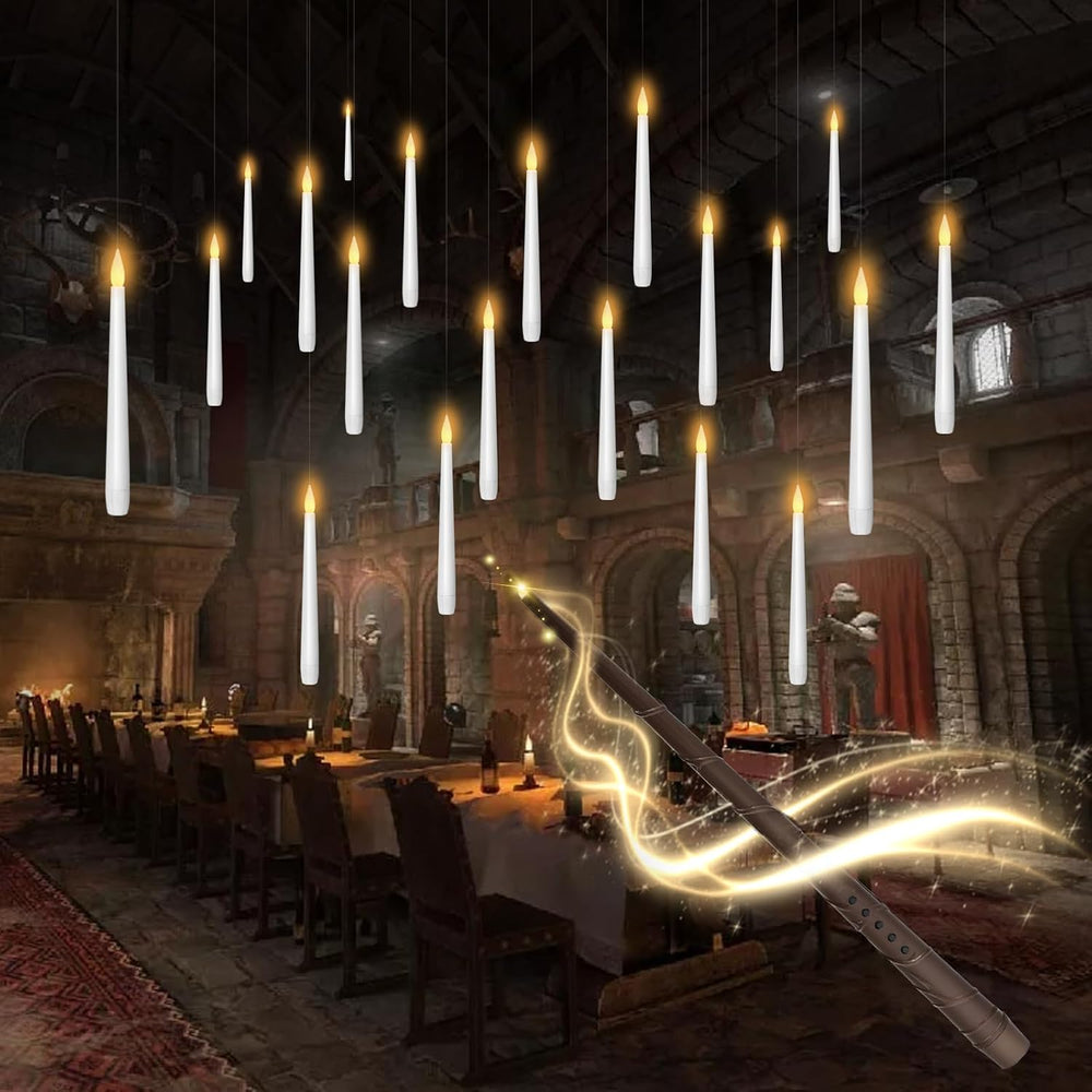 kakoya Flameless Floating Candles with Wand,20 Pcs Magic LED Hanging Taper Ca...
