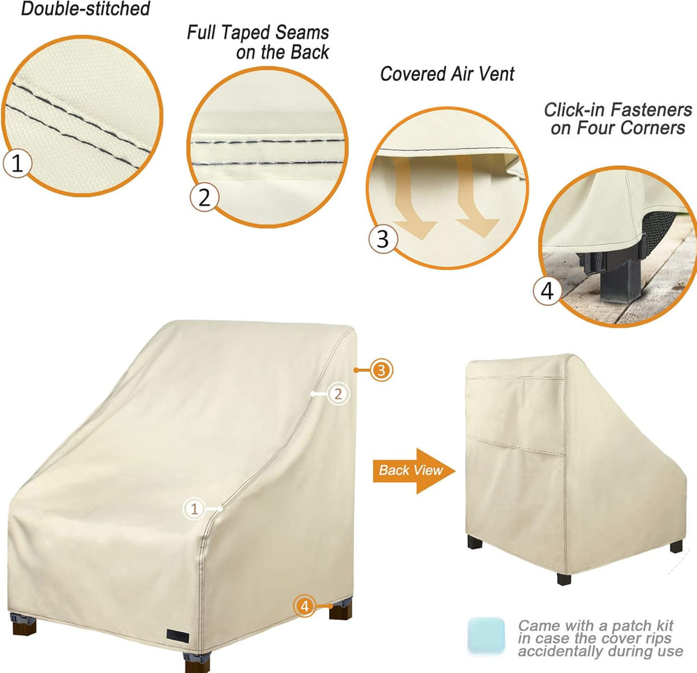 NettyPro Patio Chair Covers for Outdoor Furniture 2 Pack, Waterproof Heavy Du...