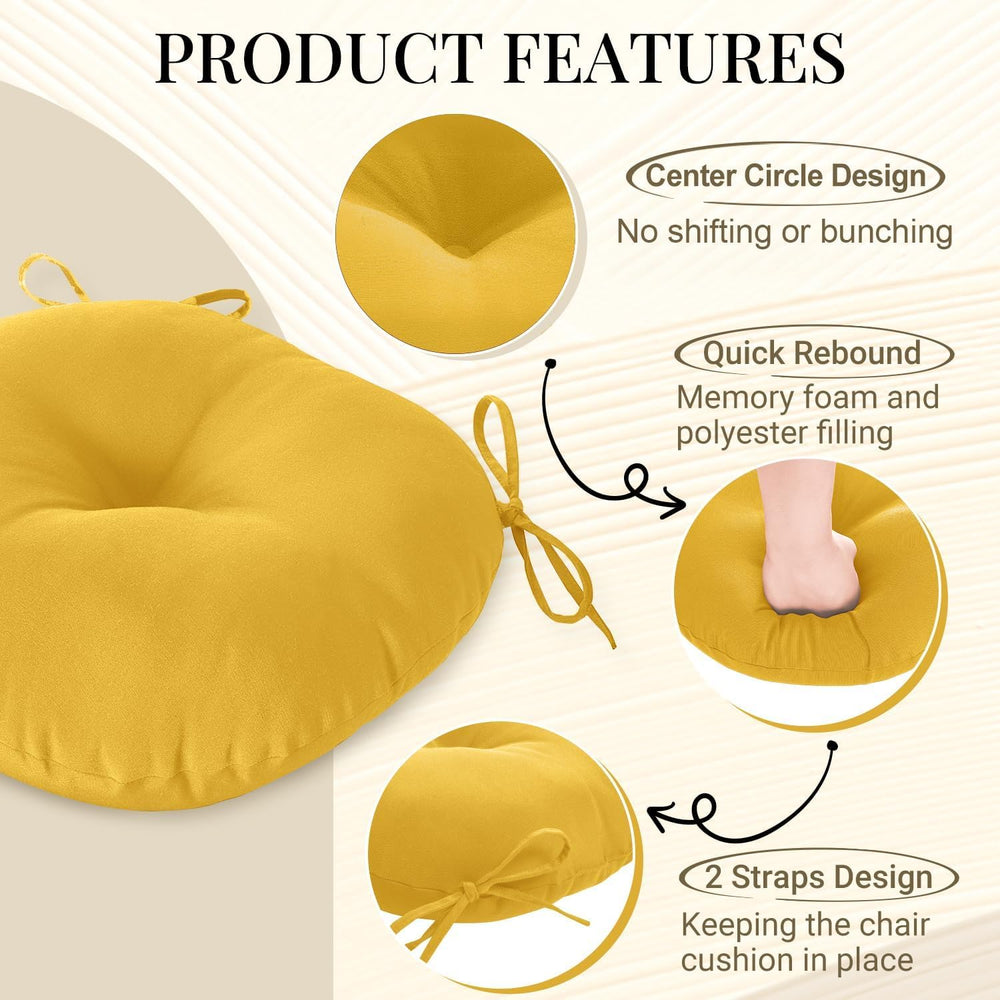 downluxe Bistro Chair Cushions for Patio Furniture, Water-Resistant Round Out...
