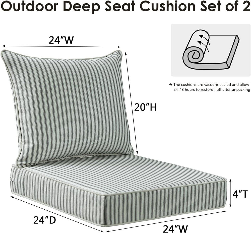 Unimatta Outdoor Patio Chair Cushions Set, 24" x 24", Set of 2, Wat...