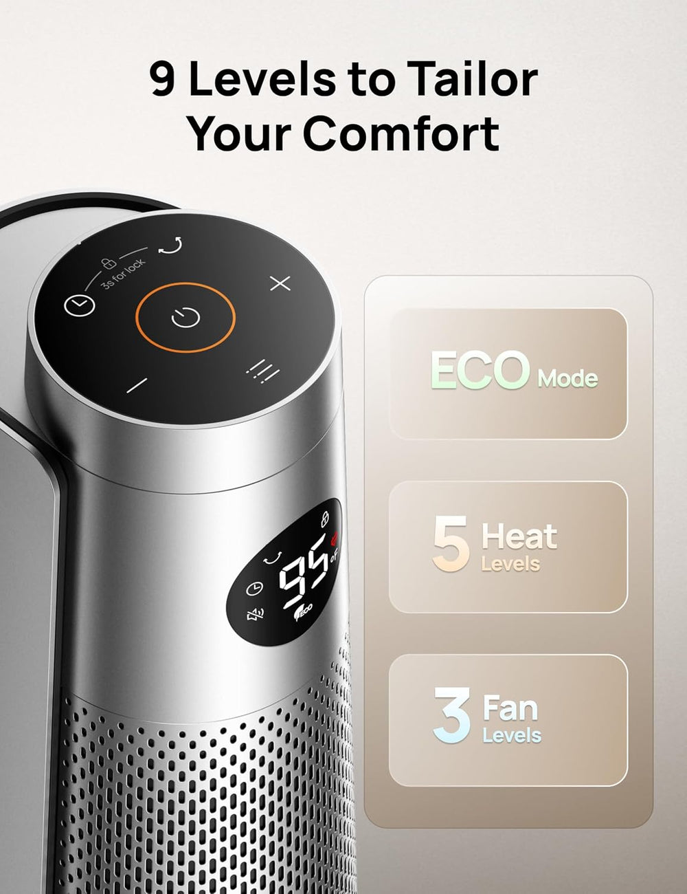 DREO Space Heater Large Room, 120° Oscillation, 30" Heaters with Remote