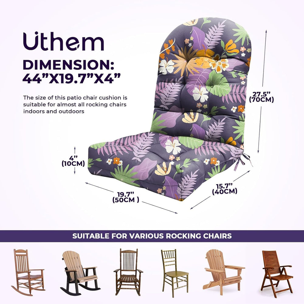 2 Pack Adirondack Chair Cushion Waterproof Indoor Outdoor Rocking Chair Cushi...