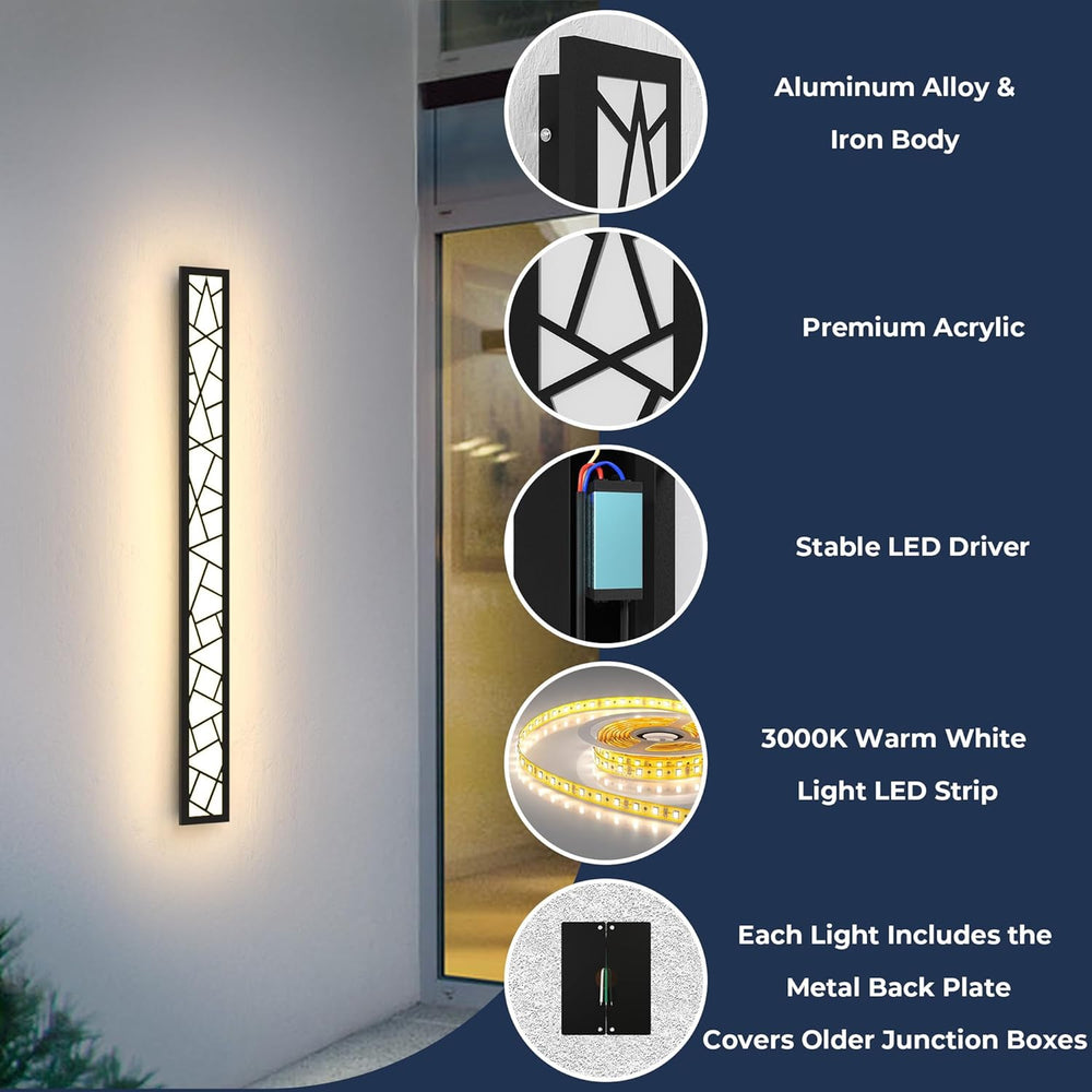 Outdoor Wall Lights 31.5inch Modern Outdoor Wall Sconce LED Long Wall Sconces...