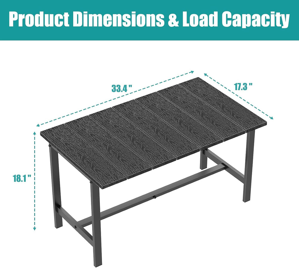 Outdoor Coffee Table, 33.4"L x 17.3"W x 18.1"H Rectangle Weath...