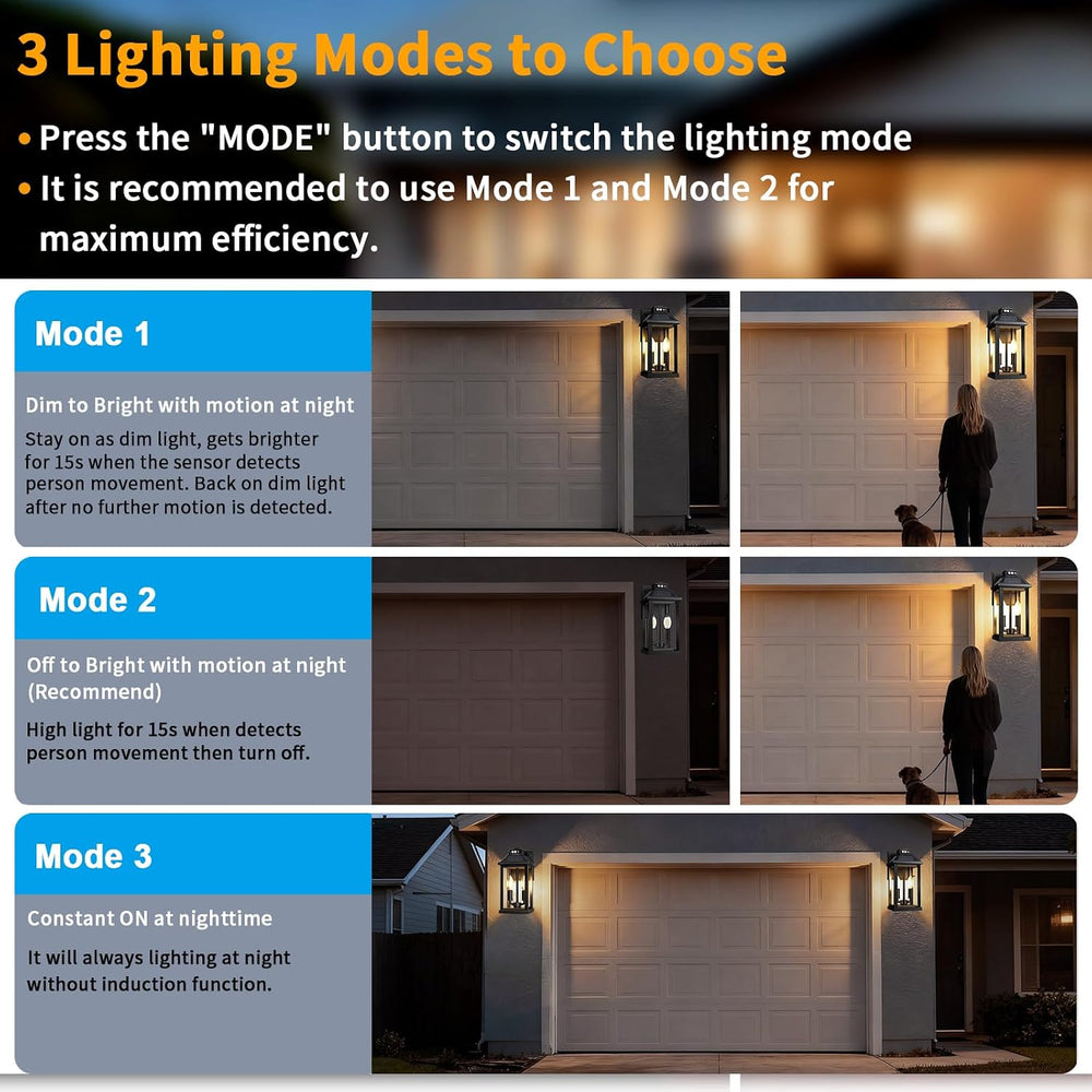 Solar Wall Lights Outdoor with 3 Lighting Modes & Motion Sensor, Outdoor ...