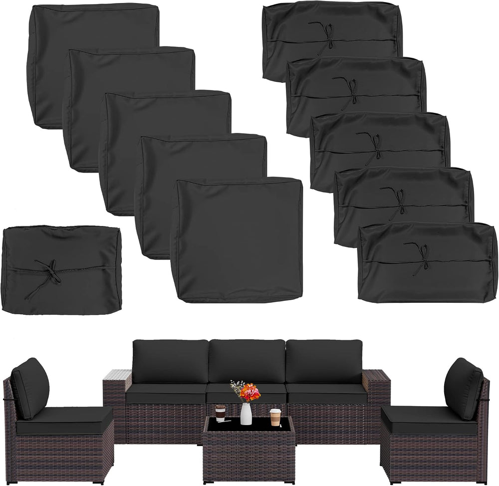 ALAULM 11 Pieces Patio Cushion Covers Replacement, Waterproof & Splashpro...