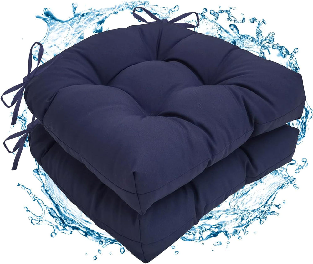 2 Pack Waterproof Outdoor Chair Cushions U-Shaped,Navy Blue