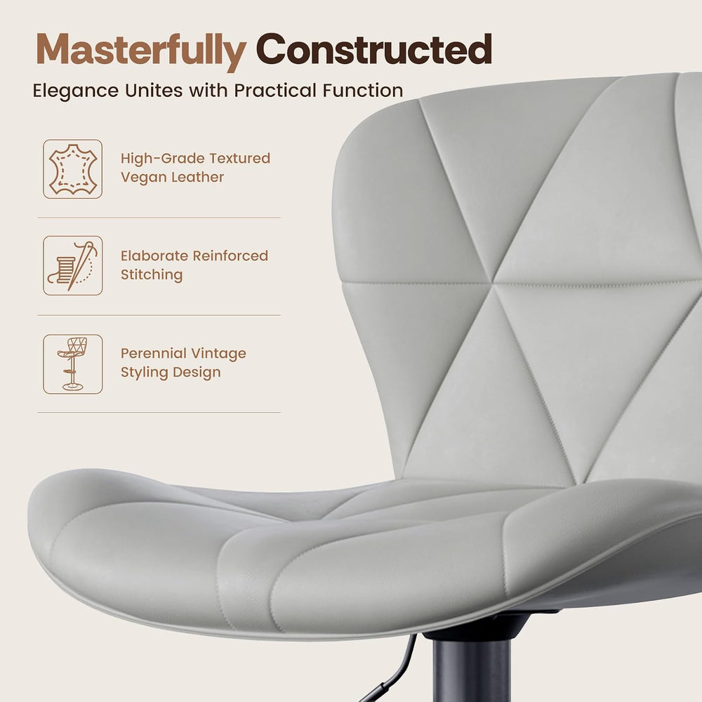Nebuaegis Bar Stools Set of 2, Modern Faux Leather Adjustable Swivel Barstool...