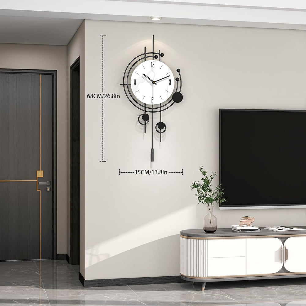 Modern Wall Clock for Living Room Decor Large Decorative Metal Wall Clock wit...