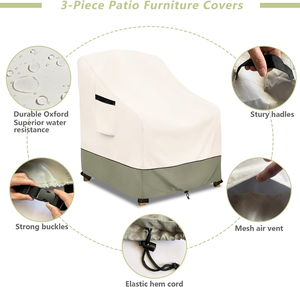 3-Piece Patio Furniture Covers Waterproof for Outdoor Bistro Set with Table &...