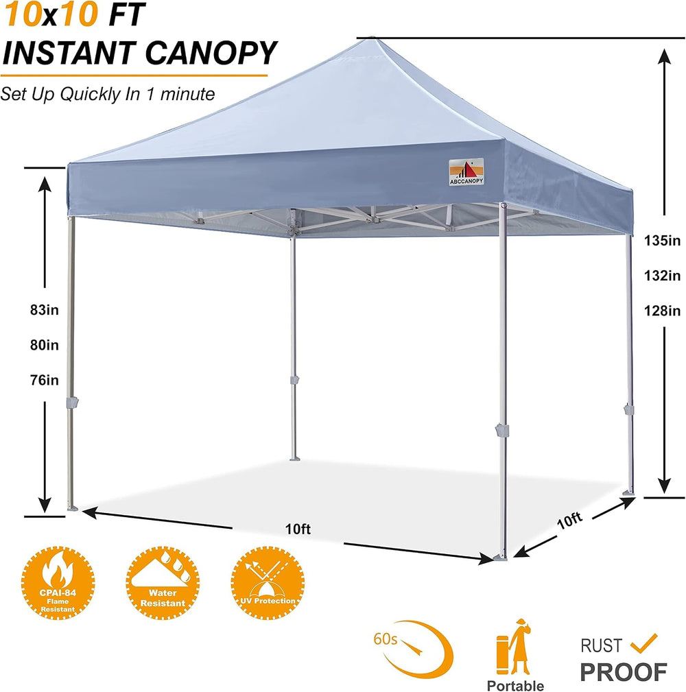 ABCCANOPY Commercial Pop Up Canopy Tent 10x10 Premium-Series, Gray