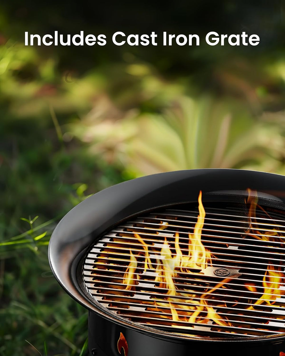 Ciays Large Propane Fire Pit 19 Inch, Gas Fire Pit with Grill Grate, Folding ...