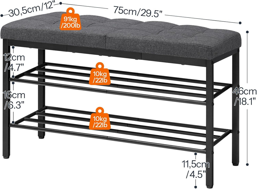 HOOBRO Shoe Bench, Storage Bench with Cushion, Entryway Bench Shoe Shelf with...
