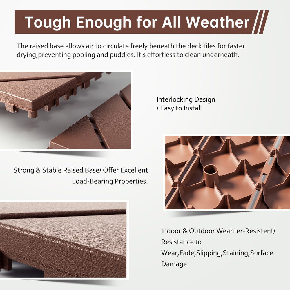 EchoDeck Interlocking Deck Tiles,54 Pack Deck Tiles Interlocking Outdoor All ...