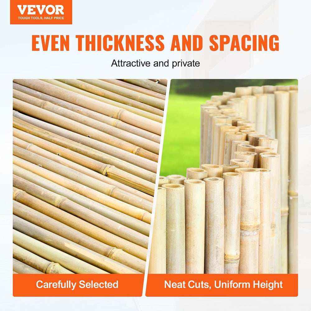 VEVOR Natural Rolled Bamboo Fence, Eco-Friendly Privacy Screen 4 ft H x 8 ft ...