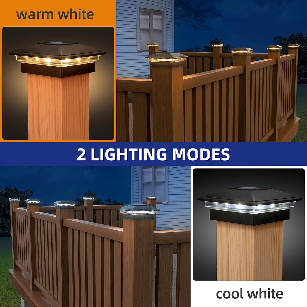 APONUO Solar Post Cap Lights - 12 Pack Outdoor Waterproof for 4x4, 5x5, 6x6 P...
