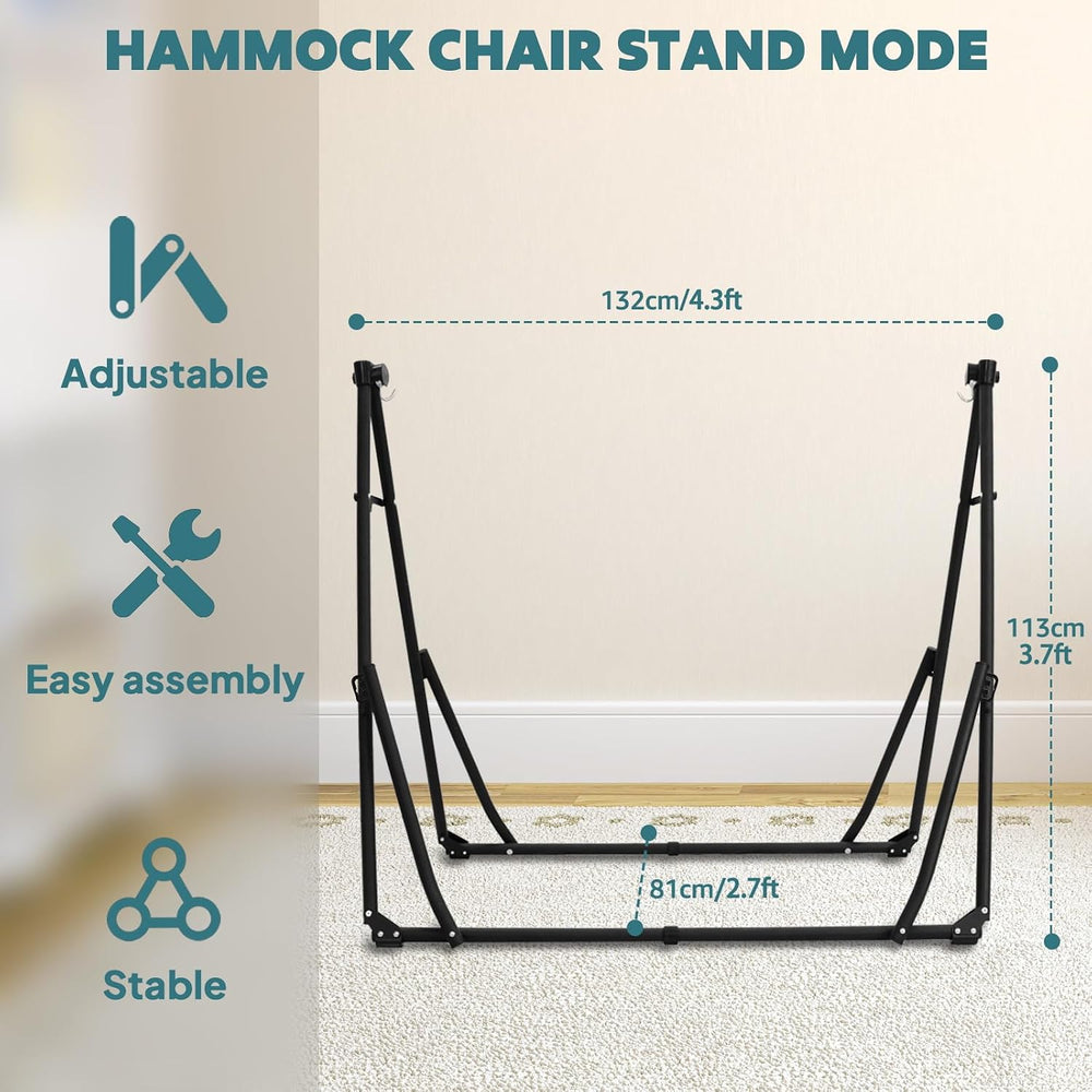 ANYOO 2-in-1 Hammock & Chair Stand with Collapsible Steel Frame & Car...