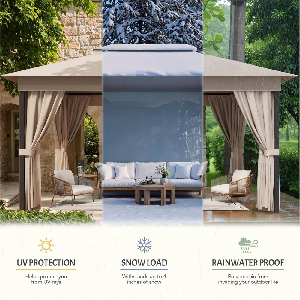 Devoko 10'x13' Outdoor Gazebo for Patio, Heavy Duty Steel Frame Canopy