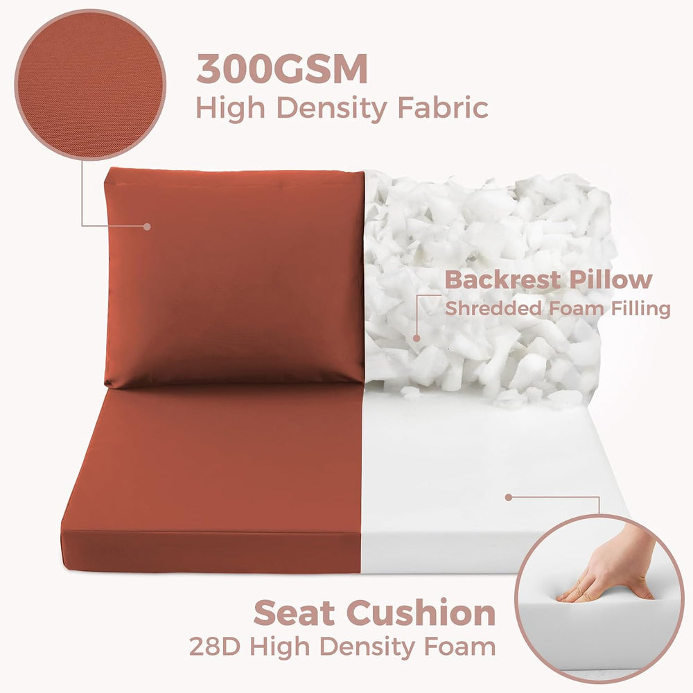 Outdoor Loveseat Cushions, 46×26×4 Inch, Waterproof, Spice