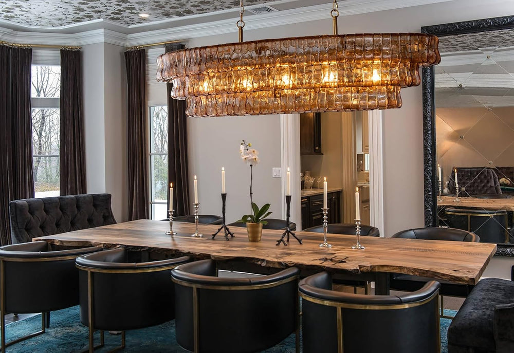YIOSI Large Chandelier, 54" Gold Rectangular Drum Chandeliers for Dining...