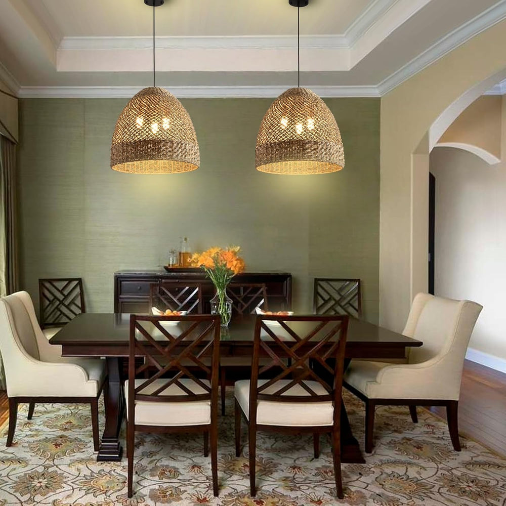 18.9in Woven Large Rattan Chandelier Wicker Pendant Light Fixture