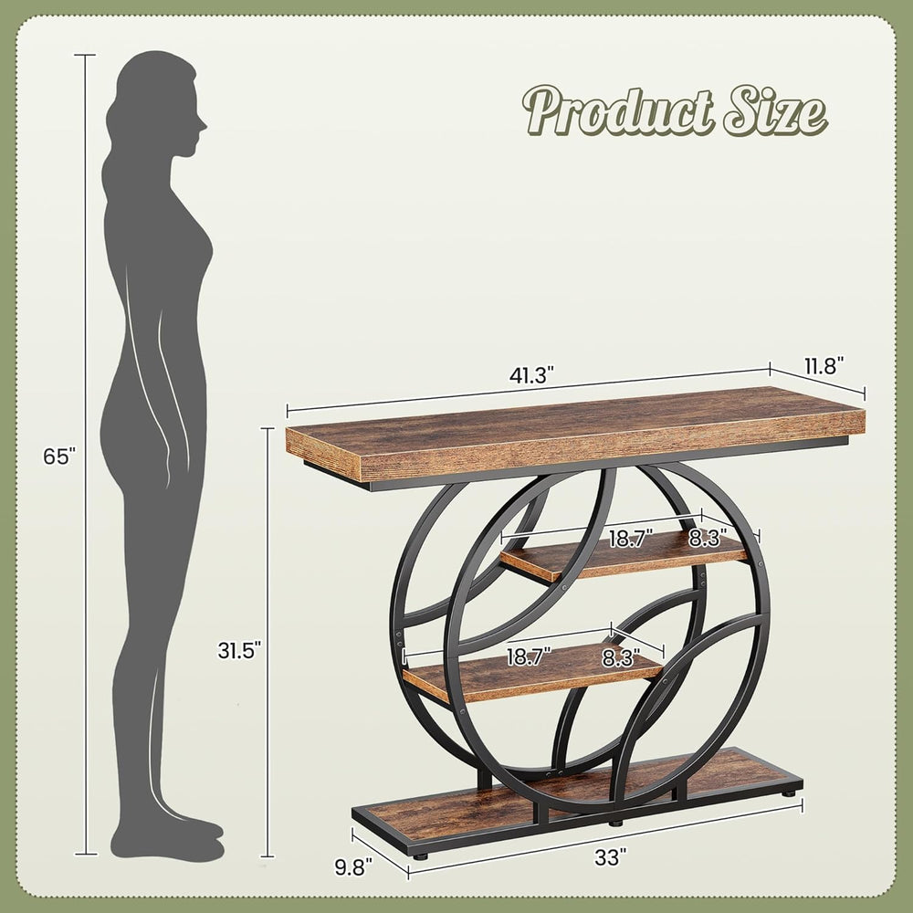 Huuger 41.3 Inch Entryway Table with Artistic Curved Metal Frame,Sofa Table