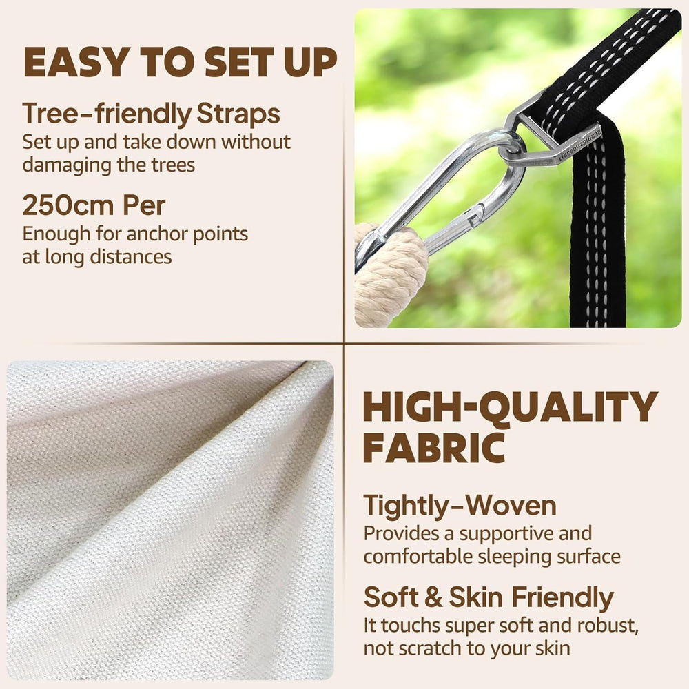 Chihee Cotton Blend Hammock 106 x 59 in 660 lb Detachable Spreader Bars
