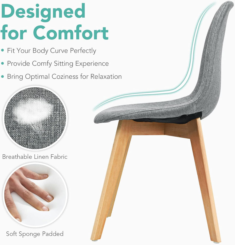 GIANTEX Set of 4 Kitchen Dining Chairs, Easily Assemble Modern Fabric Cushion...