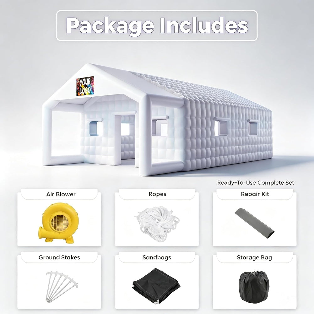 27×16×12Ft White Inflatable Nightclub, Blow up Party Tent with Blower