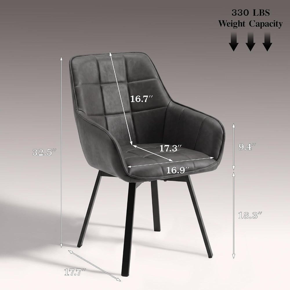 TUKAILAi Swivel Dining Chairs Set of 2, Faux Leather Dining Chairs with Arms ...