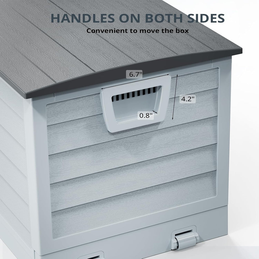 Outvita Outdoor Storage Box, 75 Gallon, Foldable, Gray Body-Black Lid