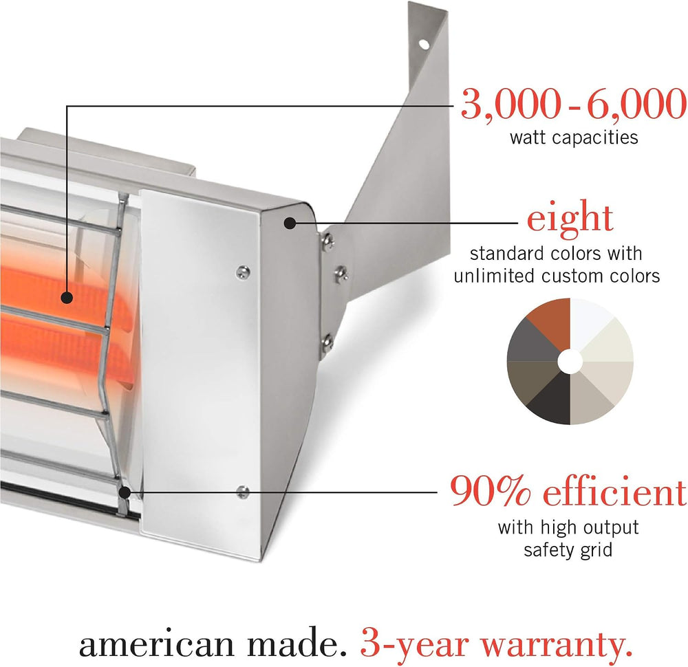 Infratech WD-6024 BL Stainless Steel Fixture Dual Element Electric Patio Heat...