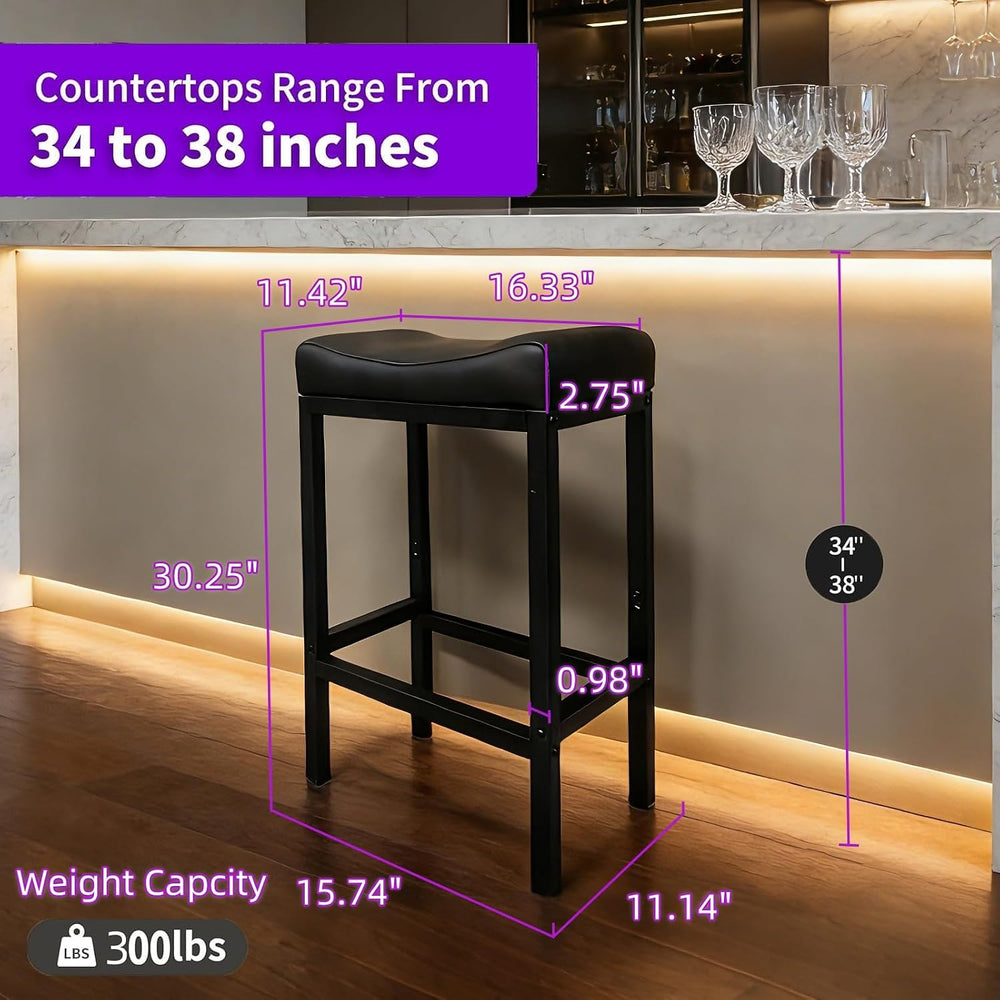 Bar Stools Set of 2, 30 Inch Backless Counter Height Bar Stools with Soft Fau...