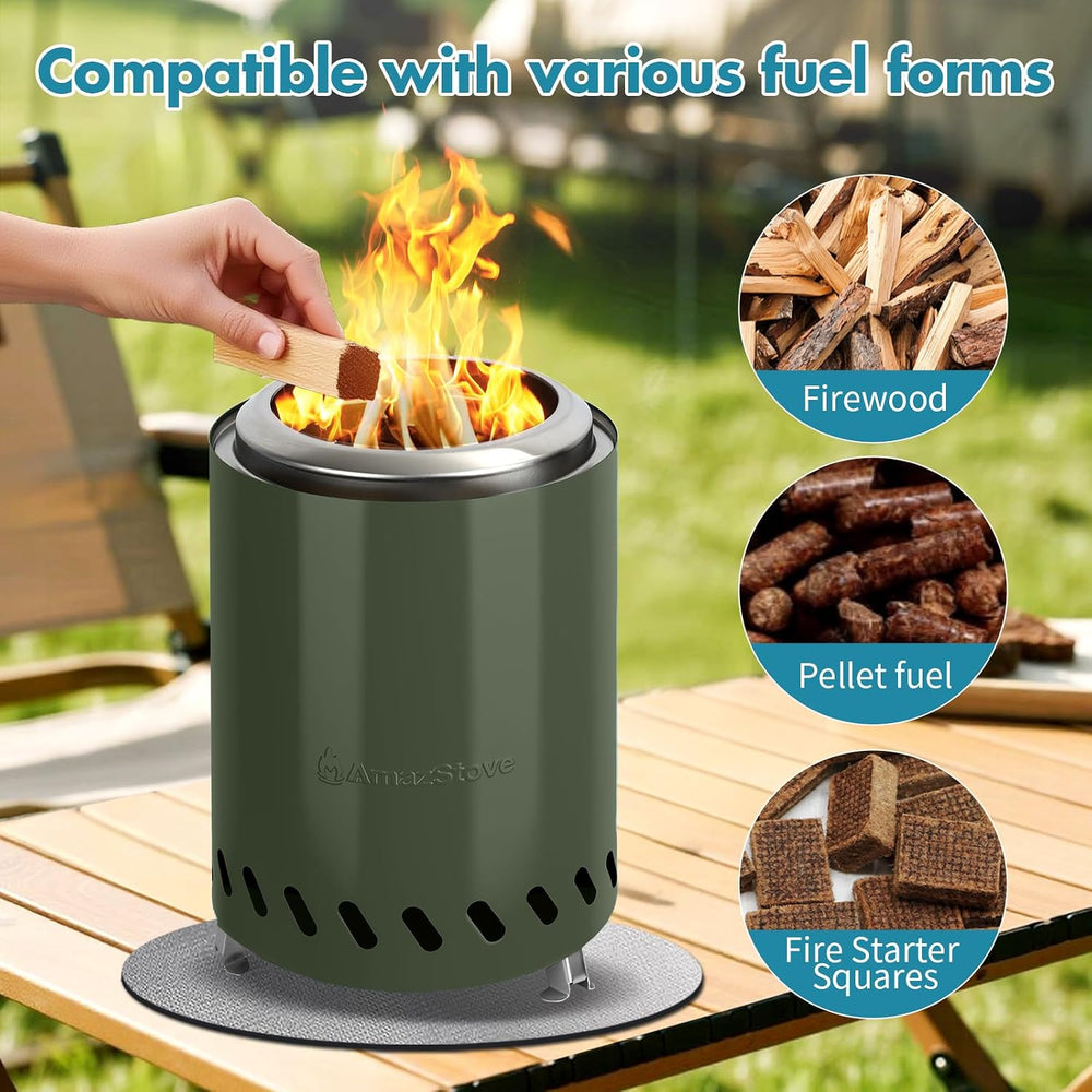 9.7 x 7.1 Inch Tabletop Fire Pit by AmazStove, Low Smoke Camping Stove for Ou...