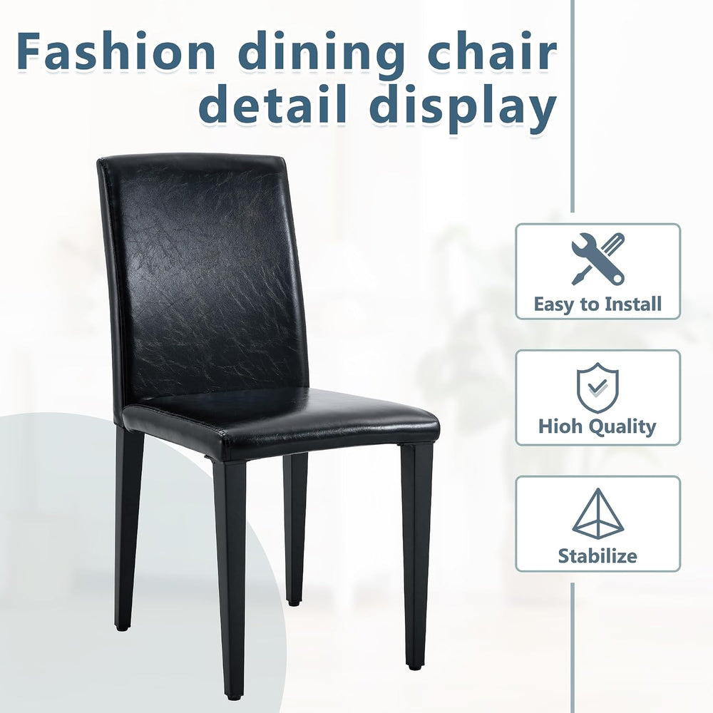 Black Dining Chairs Set of 4,Armless Kitchen Room Chair for Dining