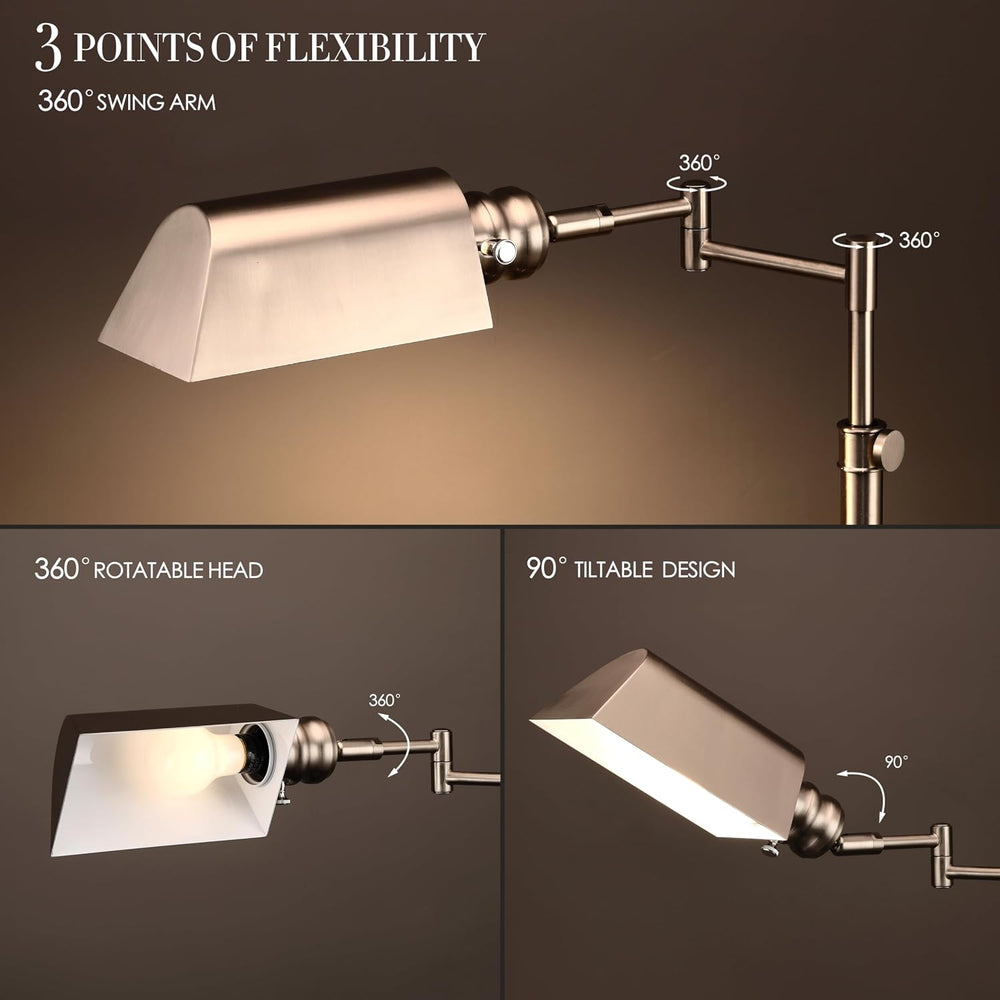 O’Bright Arcadia - Pharmacy Floor Lamp, Full Range Dimming, Swing Arm Task La...
