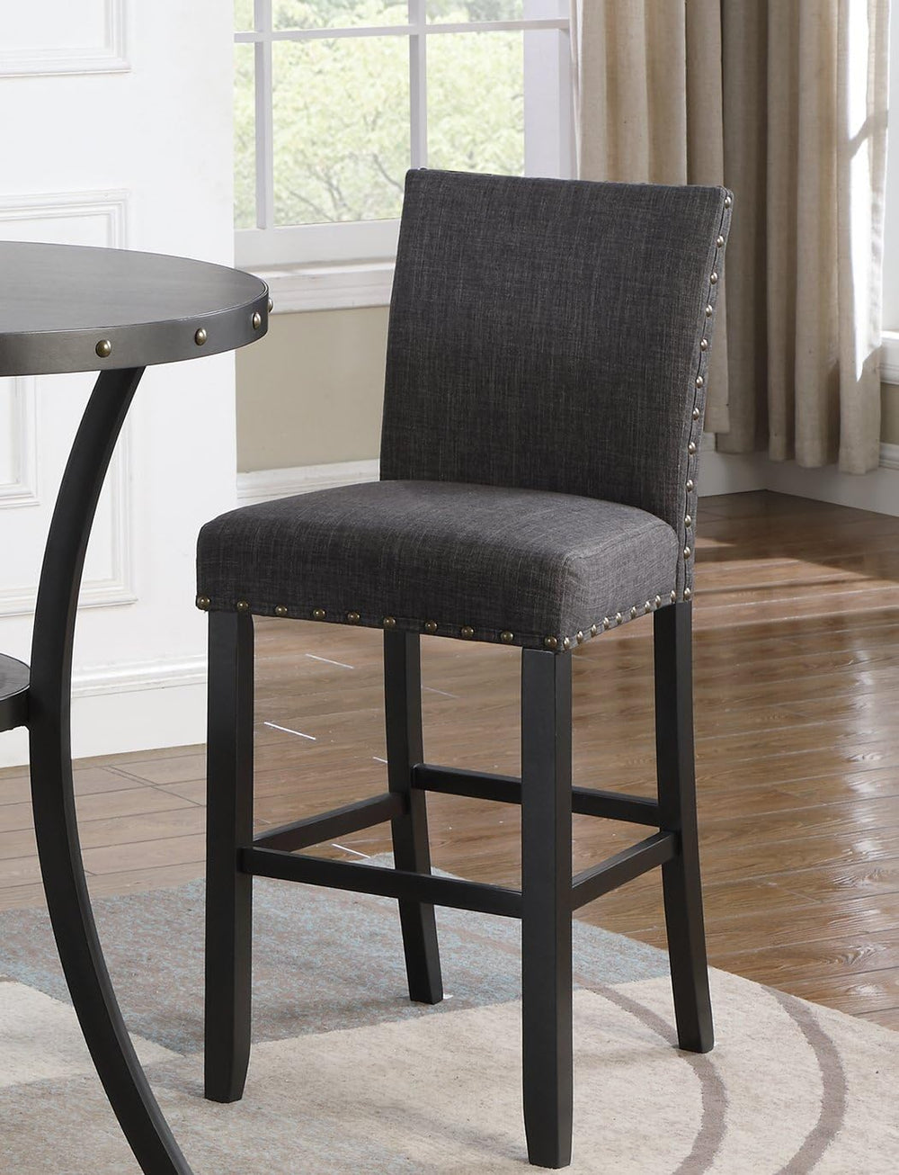 Roundhill Furniture PC164TA Biony Fabric Bar Stools with Nailhead Trim (Set o...