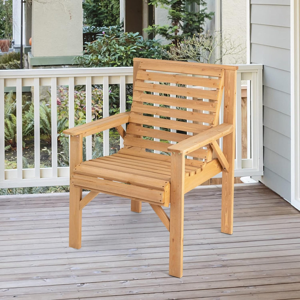 GIANTEX Outdoor Patio Dining Chairs, Solid Wood Bistro Chairs, Inclined Backr...