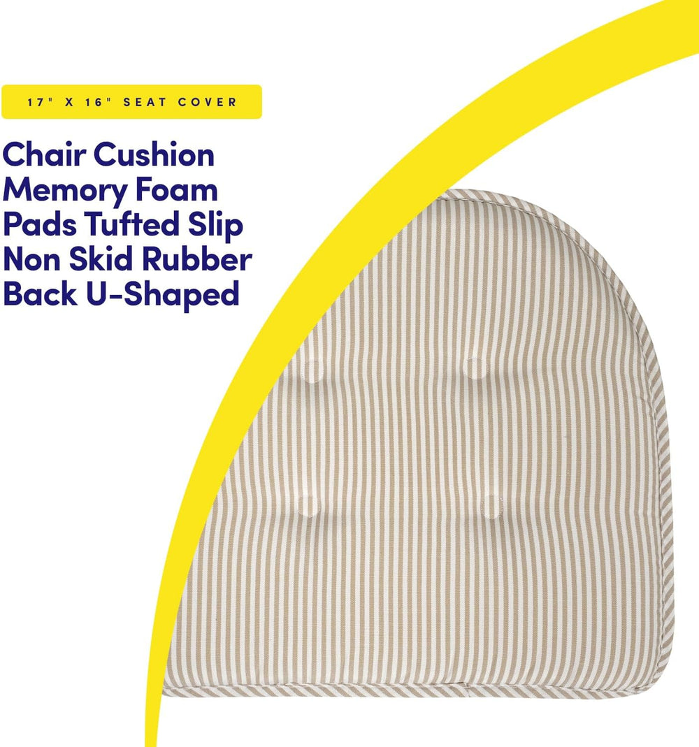 Sweet Home Collection Chair Cushion Memory Foam Pads Tufted Slip Non Skid Rub...