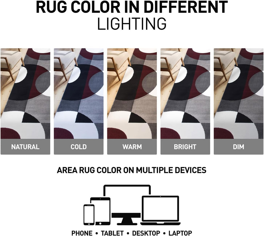 Rugshop Circle Design Contemporary Geometric Area Rug Burgundy 5'3" ...