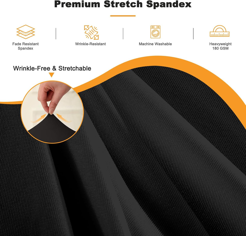 4 Pack 132 Inch Black Round Tablecloth, Fitted Tablecloths for 6FT Round Tabl...