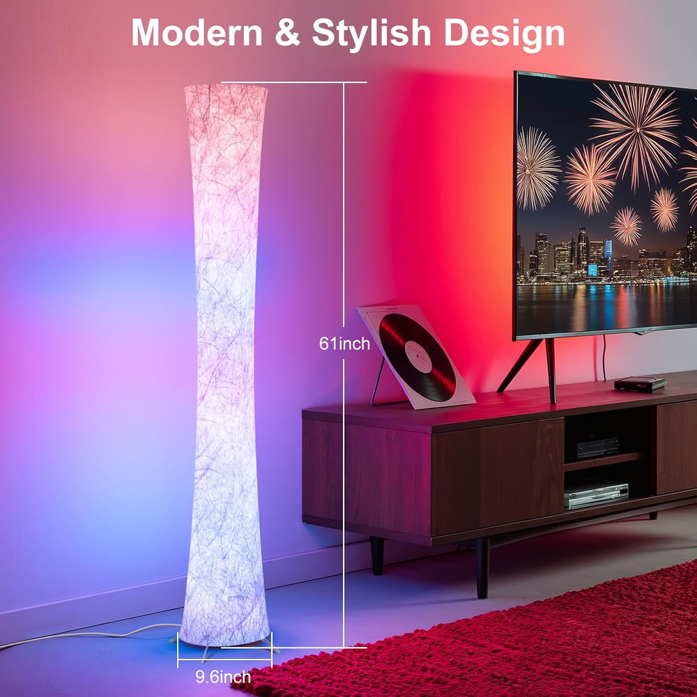 WORLD WIN Floor Lamp, 61'' Smart RGB LED Corner Lamp with Music Sync ...