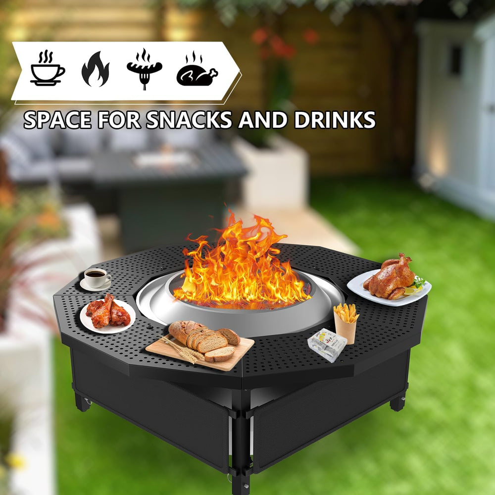Fire Pit Surround Tabletop for Solo Stove Bonfire Ranger 2.0, with Coated Ste...