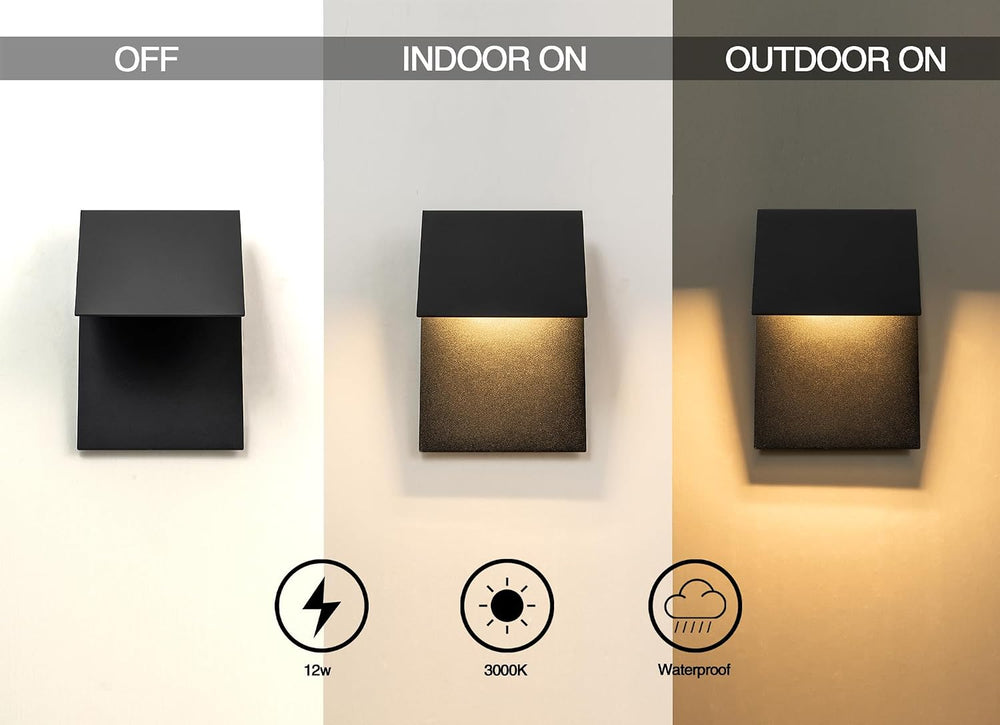Outdoor Wall Lights Fixture, 11”LED Modern Wall Sconce, 12w Mate Black Exteri...
