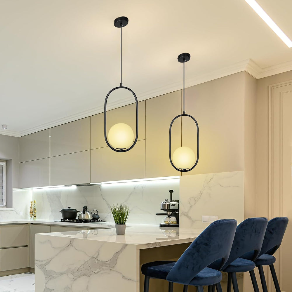 lobolighting Modern Pendant Lighting, 2 Pack Black Pendant Light Fixtures Adj...
