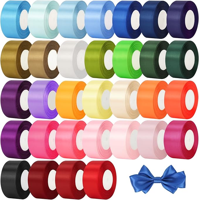NESCCI 800 Yards Ribbon,1-1/2 Inch Satin Ribbon,Single Face Satin Ribbons, Pe...
