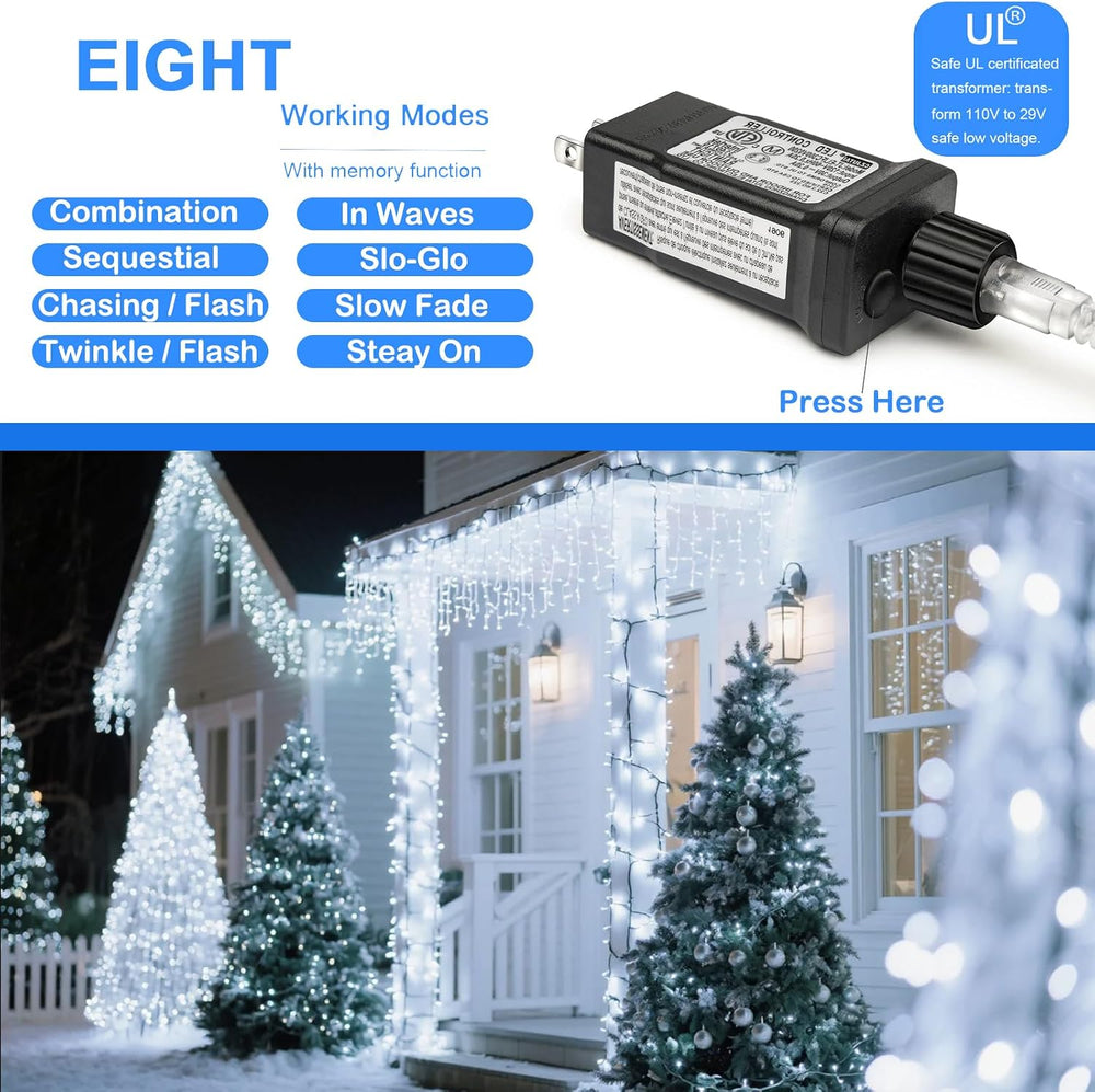 Decute 800LED 272ft Christmas String Lights UL Certified 8 Modes, Waterproof ...